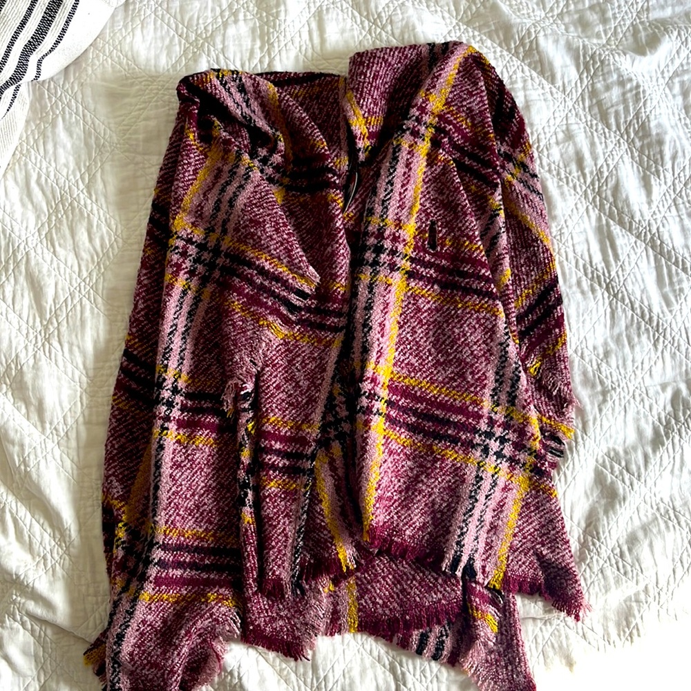 Plaid poncho